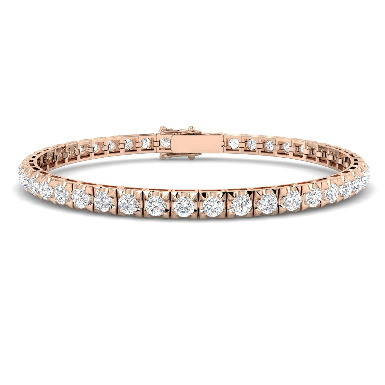 Bracelet de tennis de luxe en or et platine, serti de diamants ronds.