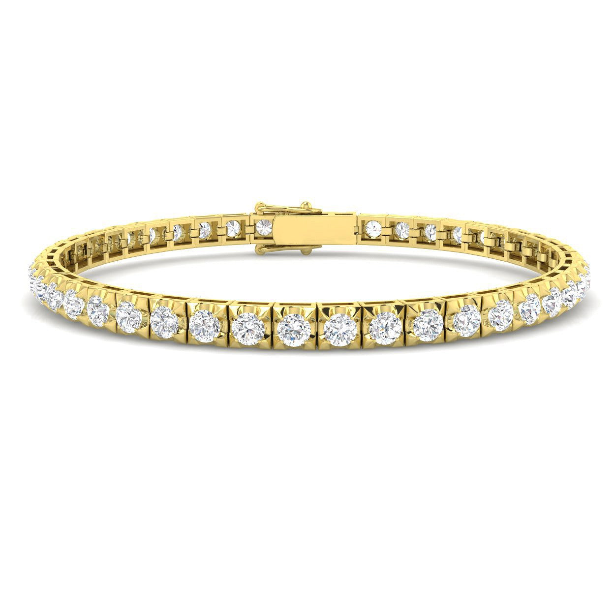 Bracelet de tennis de luxe en or et platine, serti de diamants ronds.