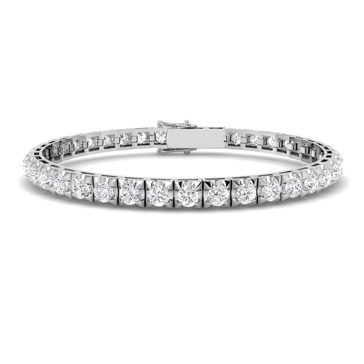 Bracelet de tennis de luxe en or et platine, serti de diamants ronds.