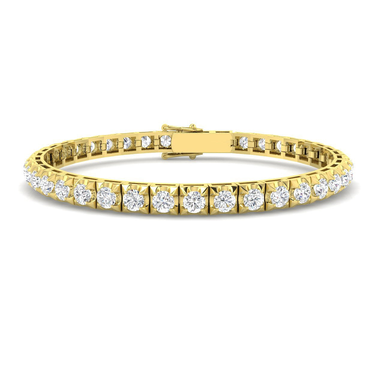 Bracelet de tennis de luxe en or et platine, serti de diamants ronds.