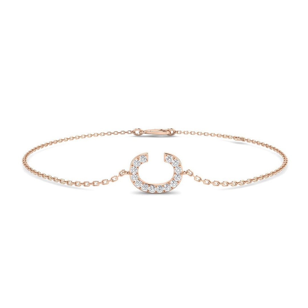 Luxury Letter C Jewelry, Fine Yellow Gold Bracelet, Elegant Diamond Initial Gift