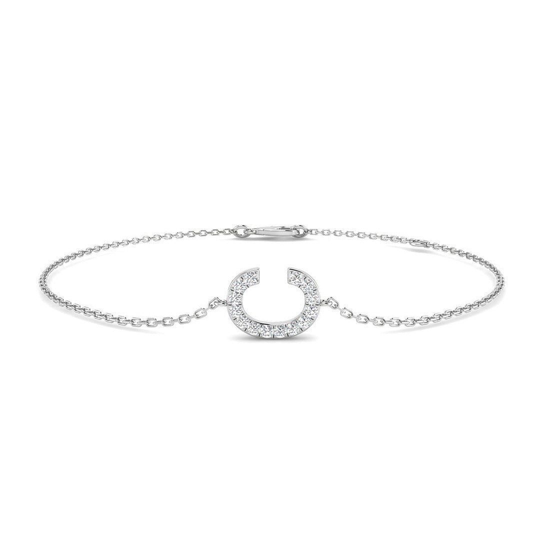 Pave Set Diamond Bracelet, Personalized Gold Chain Jewelry, Women Initial Diamond Bracelet