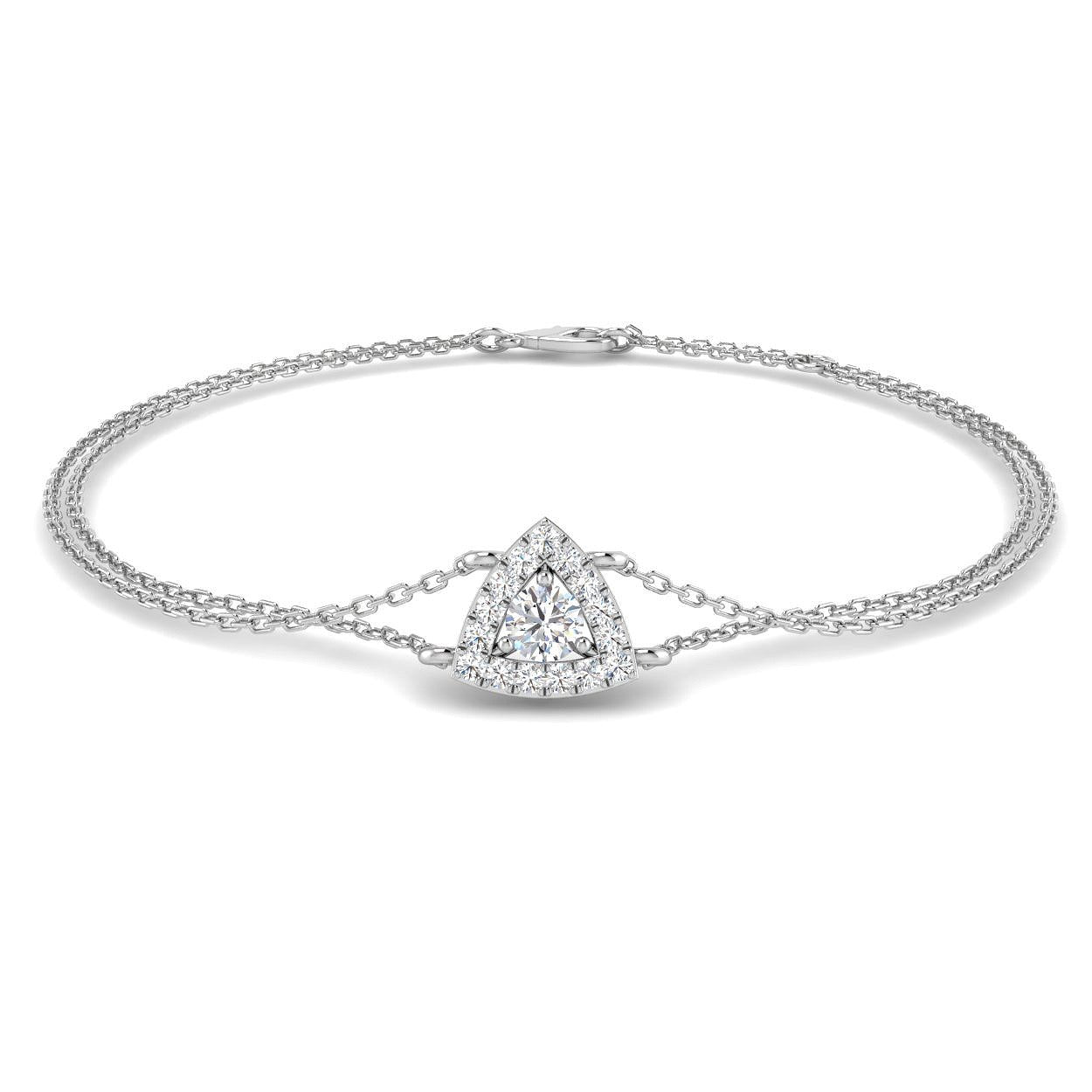 Geometric Halo Diamond Jewelry, Gold Double Chain Bracelet, Lobster Clasp Diamond Bracelet