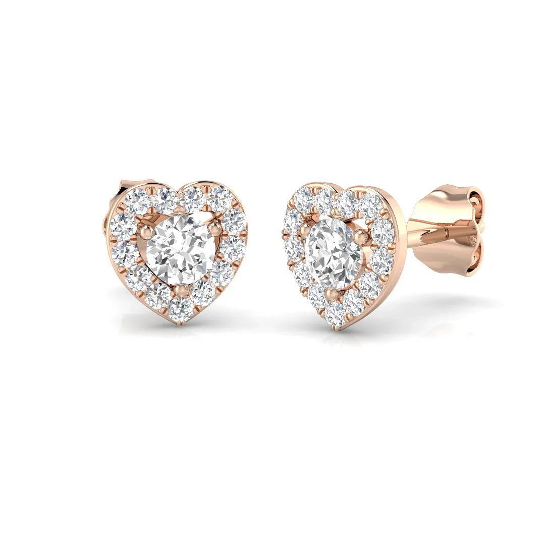 0.50 Ct DE/VVS Lab Grown Round Cut Diamond Halo Earring in 18K White Gold