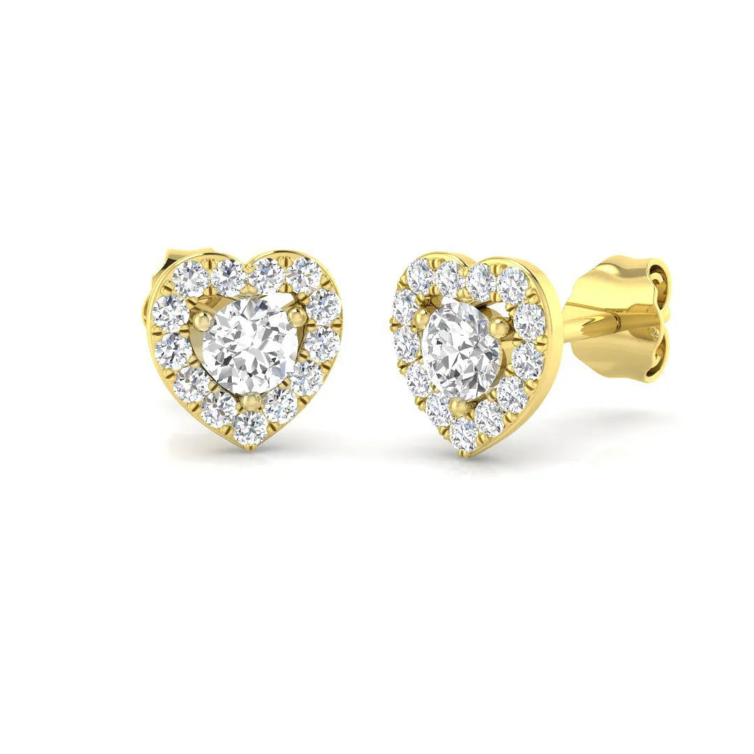 0.50 Ct DE/VVS Lab Grown Round Cut Diamond Halo Earring in 18K White Gold