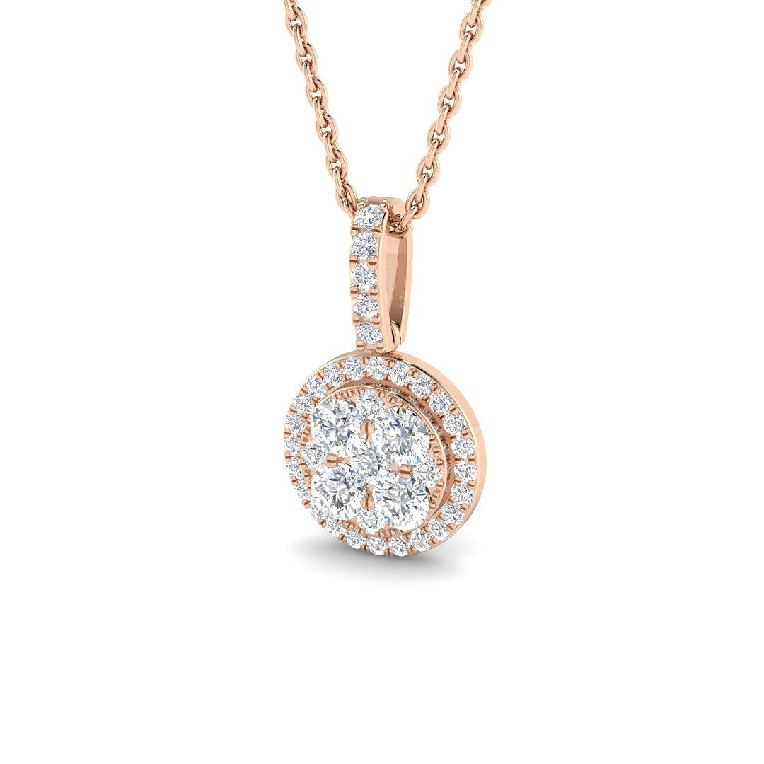 Cluster Diamond Pendant 0.33ct Gold – Lab-Grown & Natural Without Chain