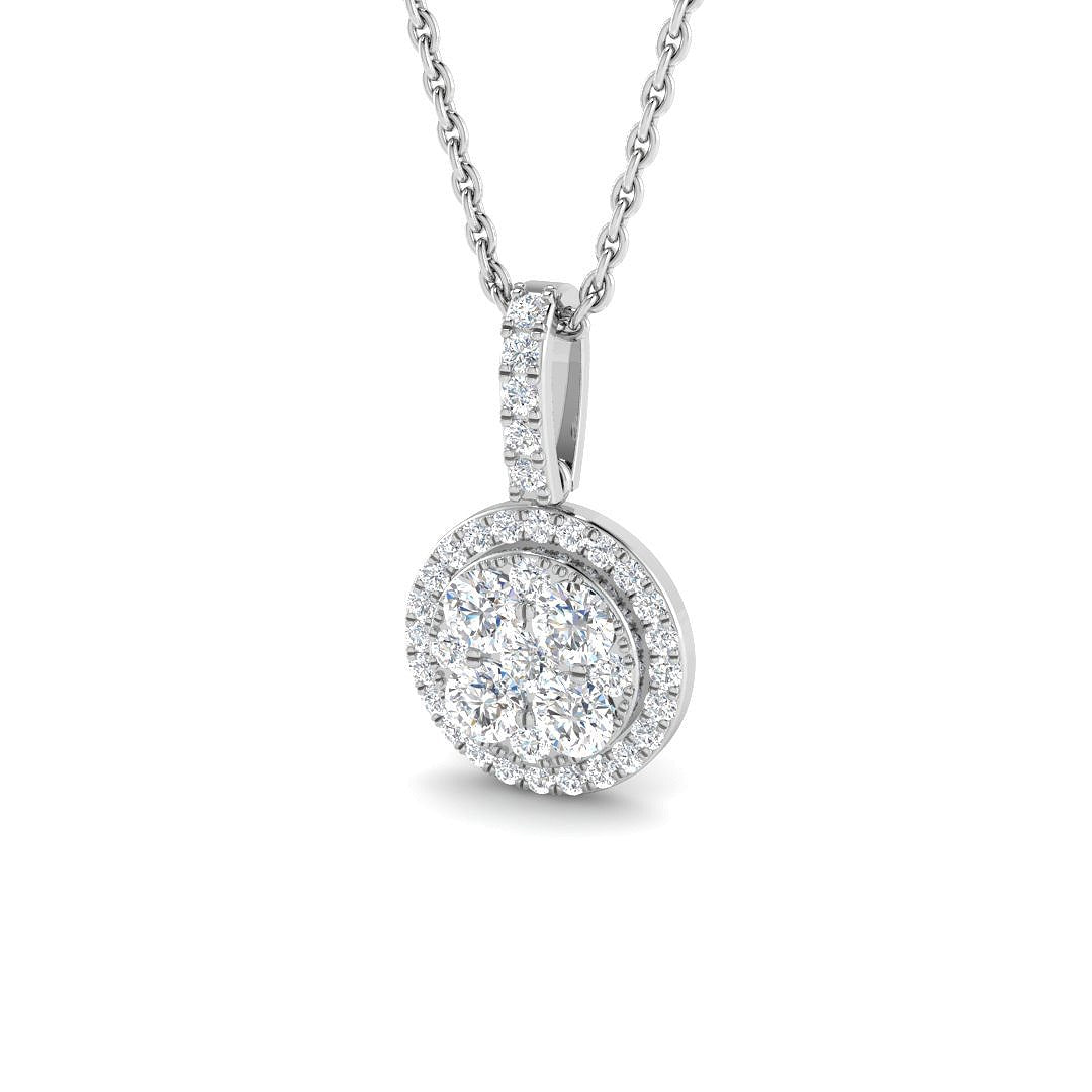 Cluster Diamond Pendant 0.33ct Gold – Lab-Grown & Natural Without Chain