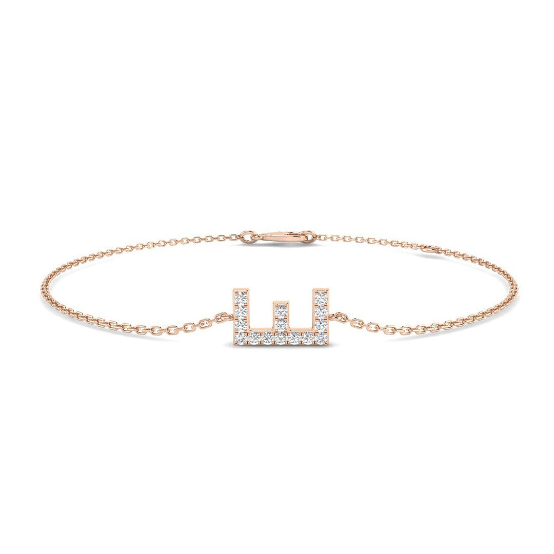 Elegant Letter E Bracelet, Fine White Gold Jewelry, Diamond Studded Initial