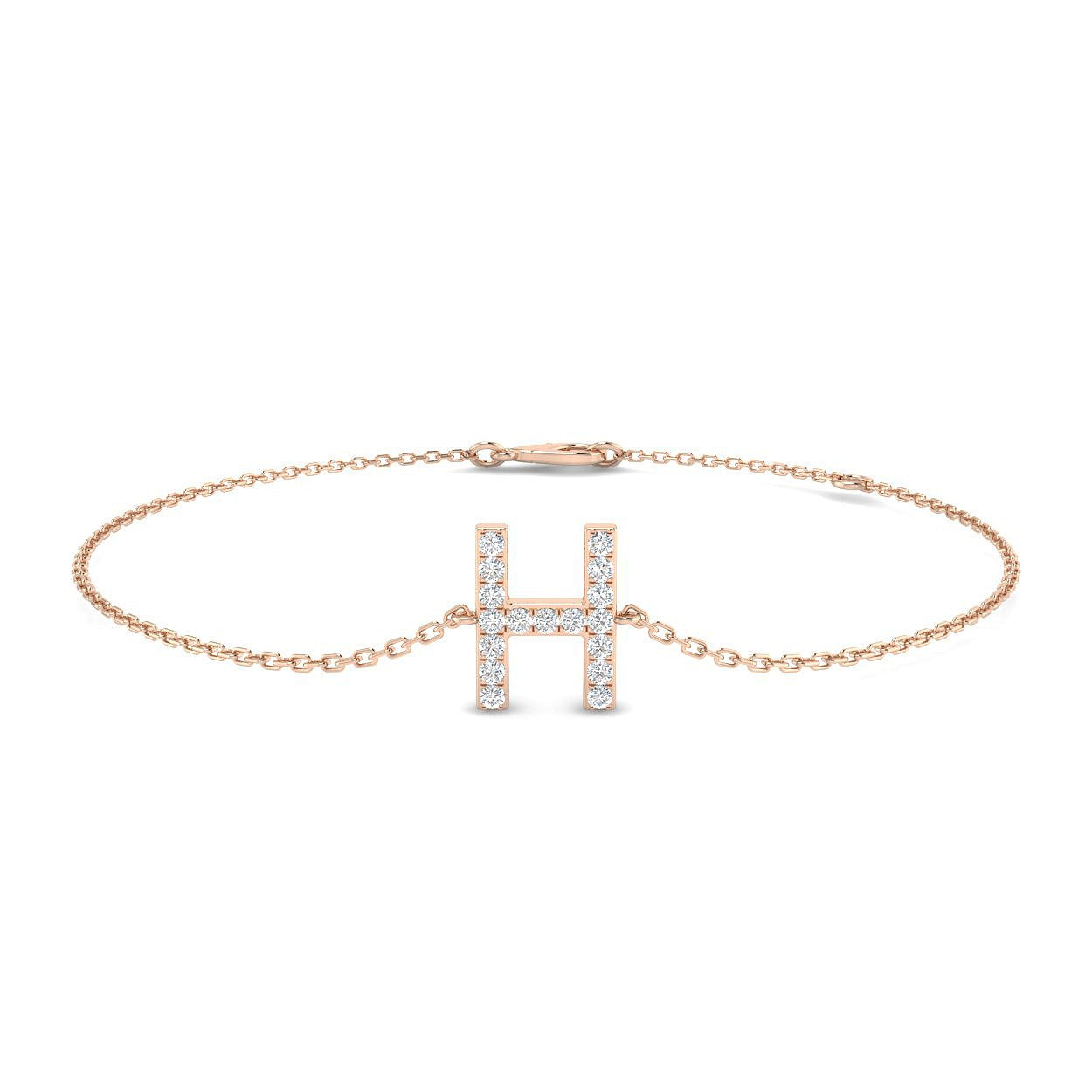 Luxury Letter H Bracelet, Fine White Gold Diamond Bracelet, Elegant Diamond Initial Gift