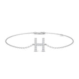 Personalized Diamond Chain, Lobster Clasp White Gold Bracelet, Women Initial Diamond Jewelry