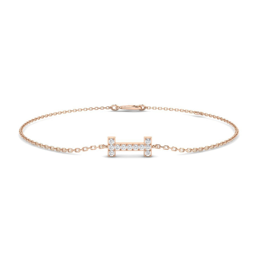 Women Initial Diamond Jewelry, Luxury Letter I Bracelet, Fine Platinum Diamond Jewelry