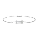 Diamond Initial I Bracelet, Platinum Letter I Jewelry, Natural Round Diamond Bracelet
