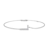 Luxury 18K Gold Letter L Bracelet, Gift For Her Diamond Initial Bracelet, Sparkling Round Cut Diamond Letter L