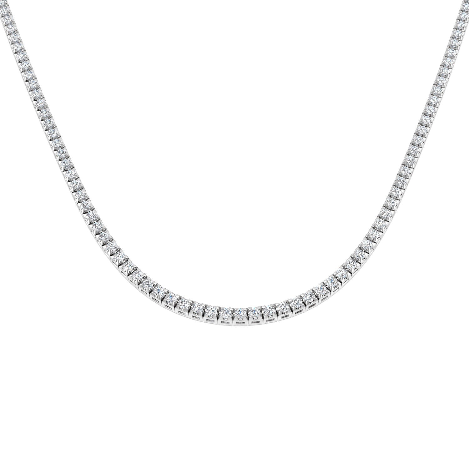 9ct White Gold 1.98ct Natural Diamond Tennis Necklace