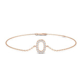 Fine Jewellery Lab Diamond Chain Bracelet, Elegant Pavé Diamond Initial Bracelet, Luxury 18K Gold Letter O Bracelet