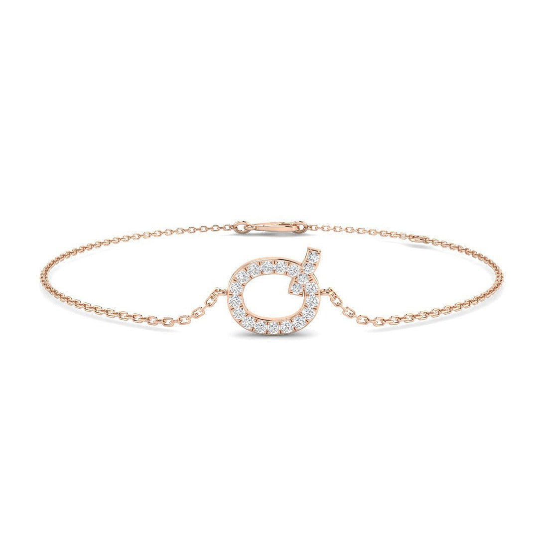 Platinum Lab Diamond Initial Q Bracelet Close Up
