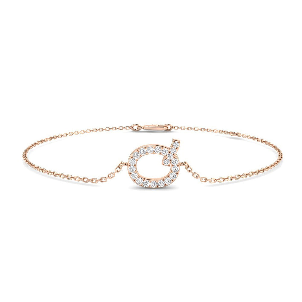Platinum Lab Diamond Initial Q Bracelet Close Up
