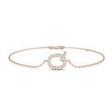 Platinum Lab Diamond Initial Q Bracelet Close Up
