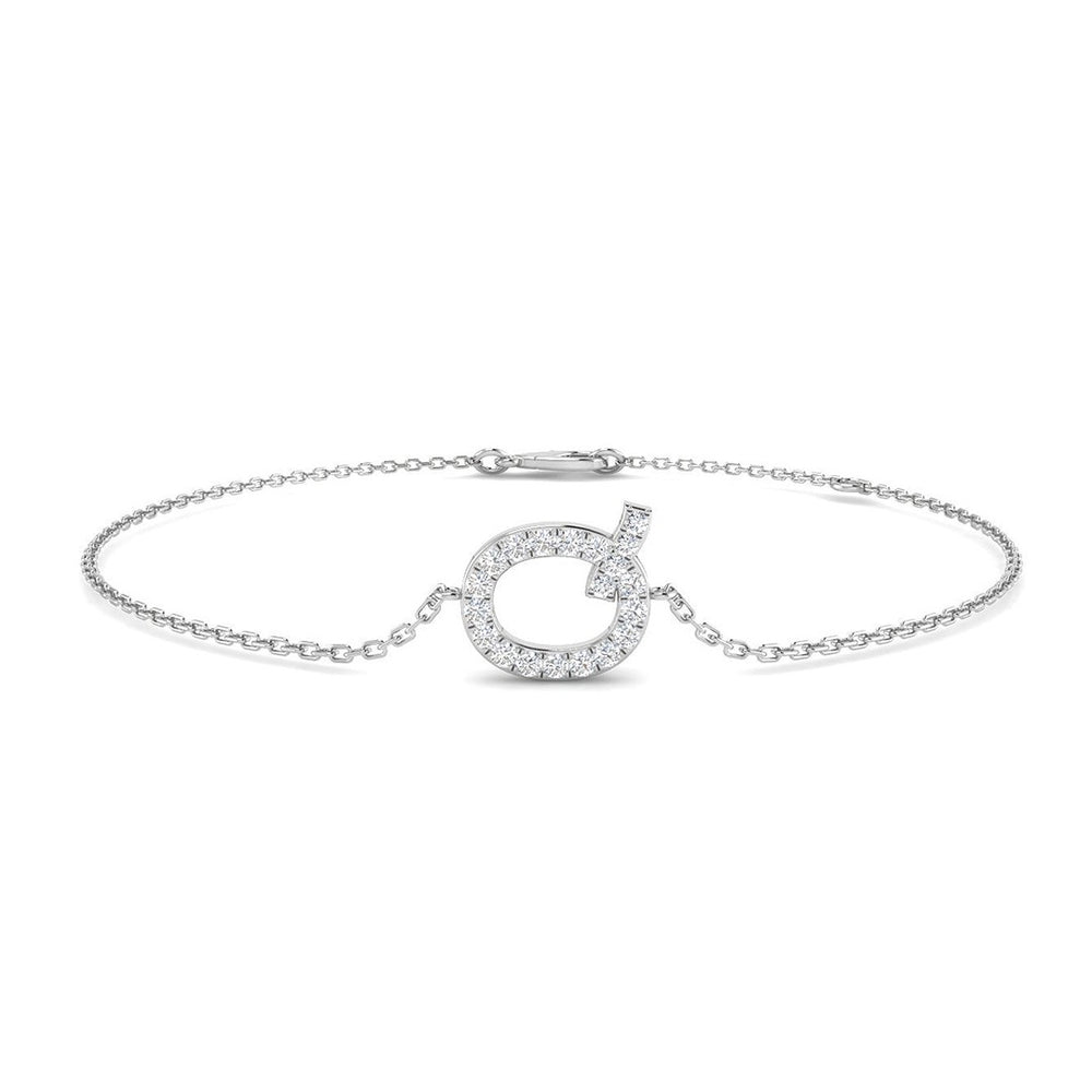 Lab Created Round Diamond Initial Q Bracelet in Platinum