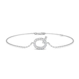 Lab Created Round Diamond Initial Q Bracelet in Platinum