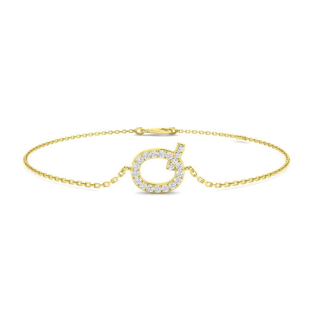 Pavé Set Diamond Letter Q Chain Bracelet in Platinum
