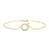 Pavé Set Diamond Letter Q Chain Bracelet in Platinum