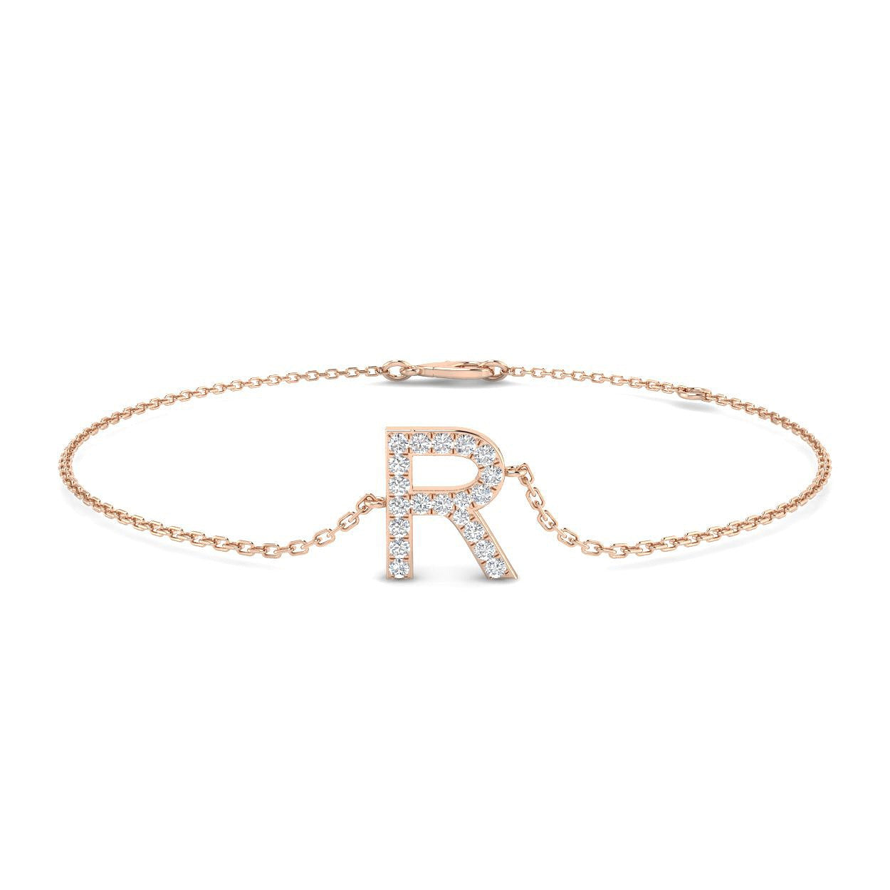 Lobster Claw Clasp 18K Gold Initial R Bracelet