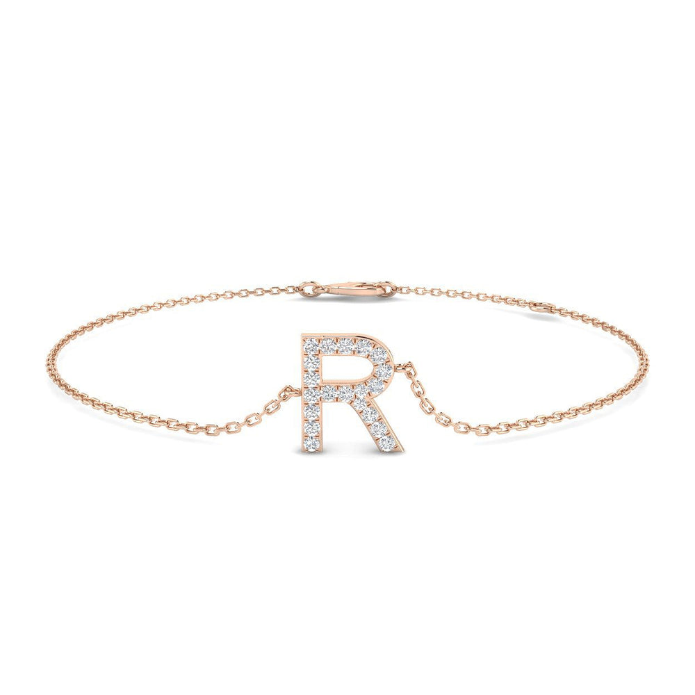 Lobster Claw Clasp 18K Gold Initial R Bracelet