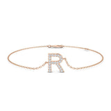 Lobster Claw Clasp 18K Gold Initial R Bracelet