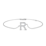 18K Gold Alphabet R Pavé Natural Diamond Bracelet