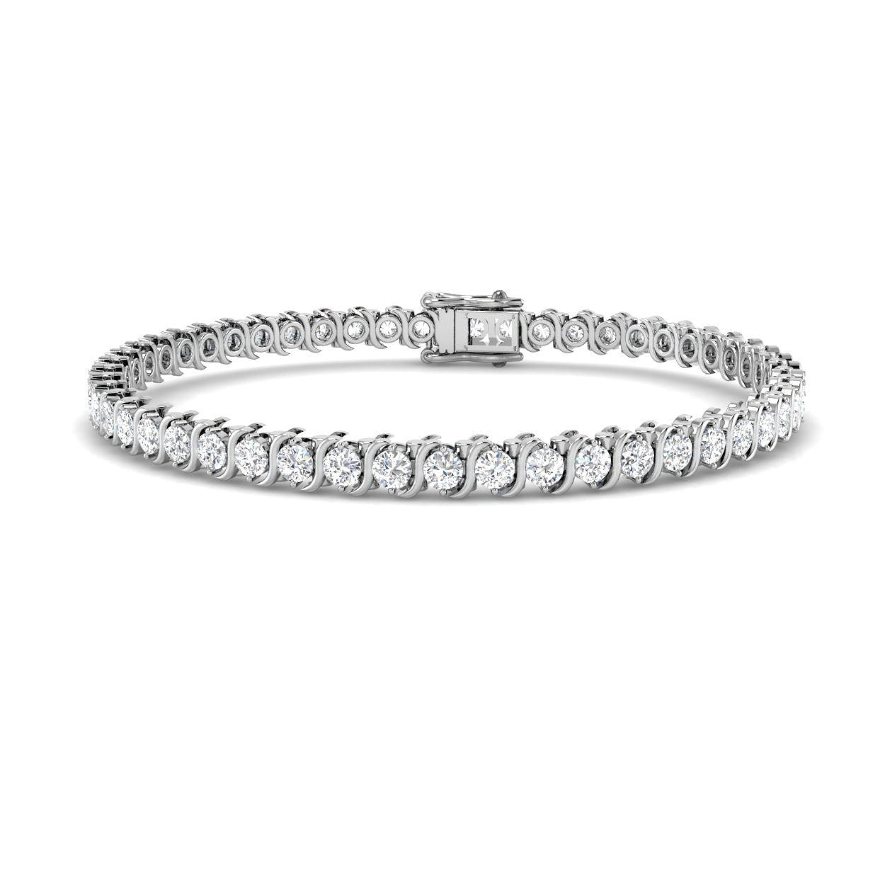 Natural Diamond Bracelet, Diamond Tennis Bracelet, S Link Diamond Bracelet, Round Cut Diamond Bracelet