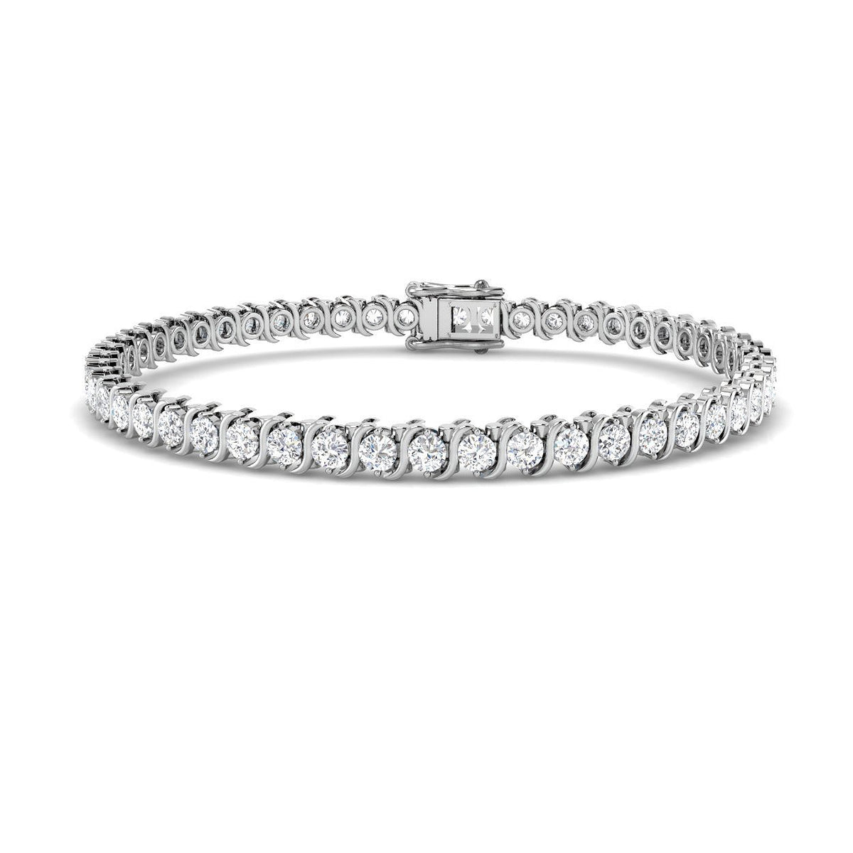 Natural Diamond Bracelet, Diamond Tennis Bracelet, S Link Diamond Bracelet, Round Cut Diamond Bracelet