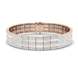 Natural Diamond Multi-Row Baguette & Round Diamond Tennis Bracelet in 18K White Gold