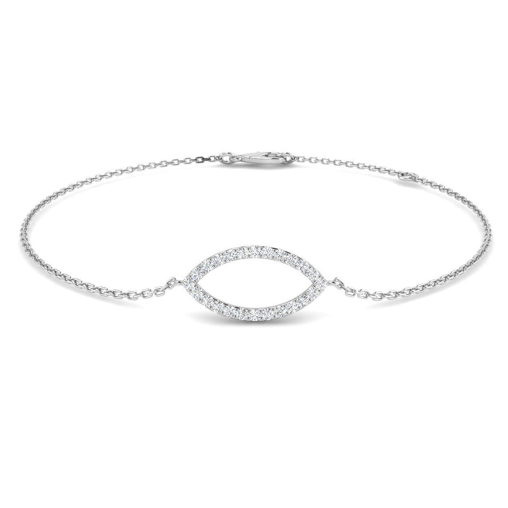 18K White Gold Natural Diamond Evil Eye Bracelet, Elegant Evil Eye Bracelet with Lobster Clasp