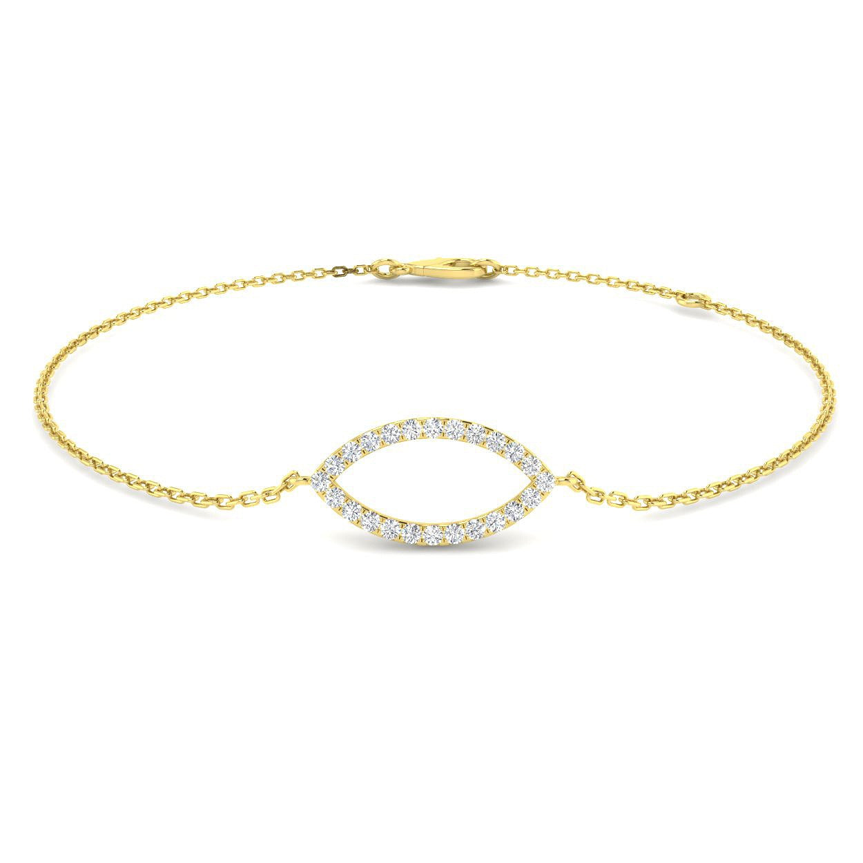 Pave Set Diamond Evil Eye Chain Bracelet, Luxury White Gold Diamond Evil Eye Jewellery
