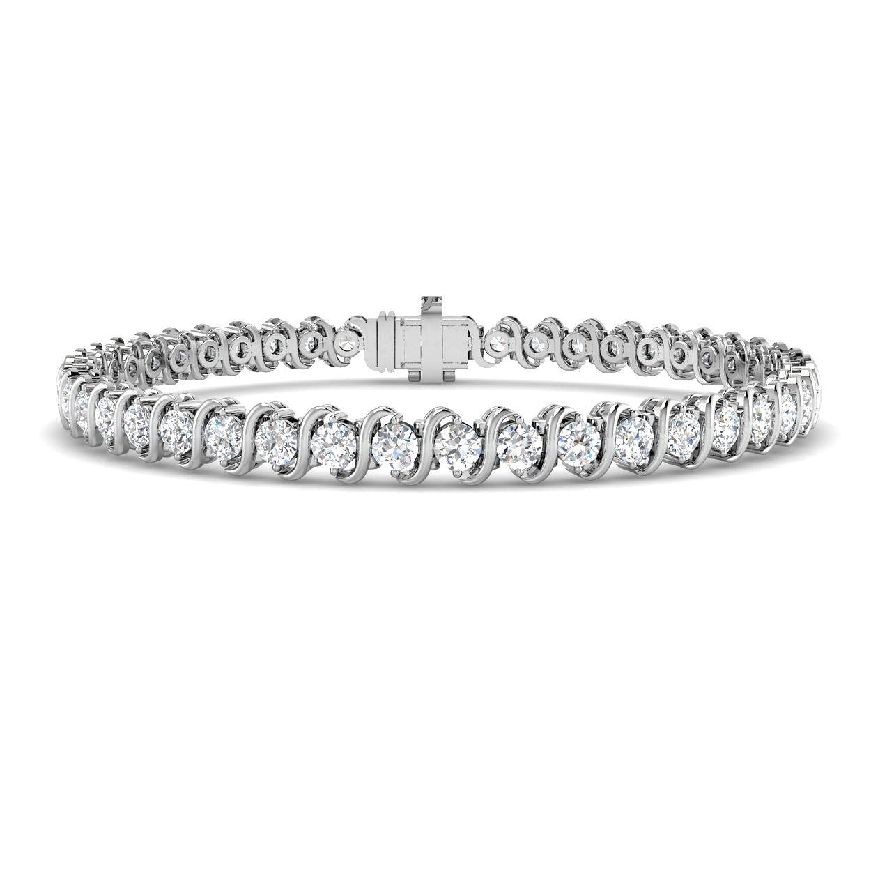 Natural Diamond Bracelet, Diamond Tennis Bracelet, S Link Diamond Bracelet, Round Cut Diamond Bracelet