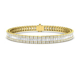 Luxury Natural or Lab Grown Baguette & Round Diamond Tennis Bracelet in 9K White Gold