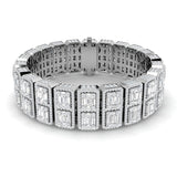 Art Deco–Inspired 15.40Ct Baguette & Round Diamond Tennis Bracelet in Gold or Platinum