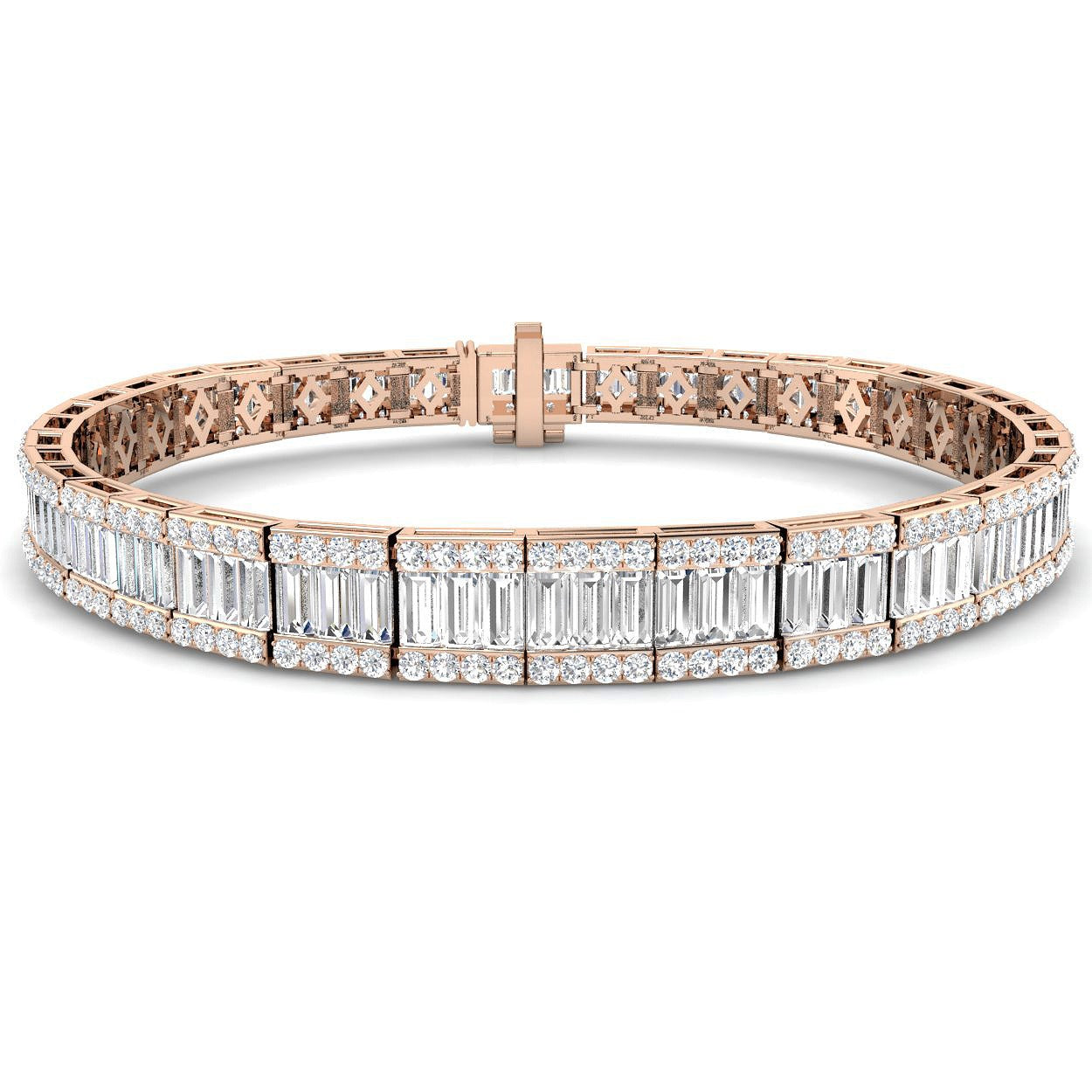 Baguette & Brilliant Channel Prong Set Diamond Bracelet in Platinum | Natural or Lab Grown