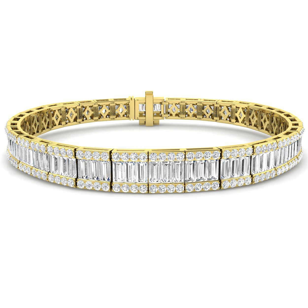 Baguette & Brilliant Channel Prong Set Diamond Bracelet in Platinum | Natural or Lab Grown