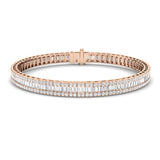 Luxury Natural or Lab Grown Baguette & Round Diamond Tennis Bracelet in 9K White Gold