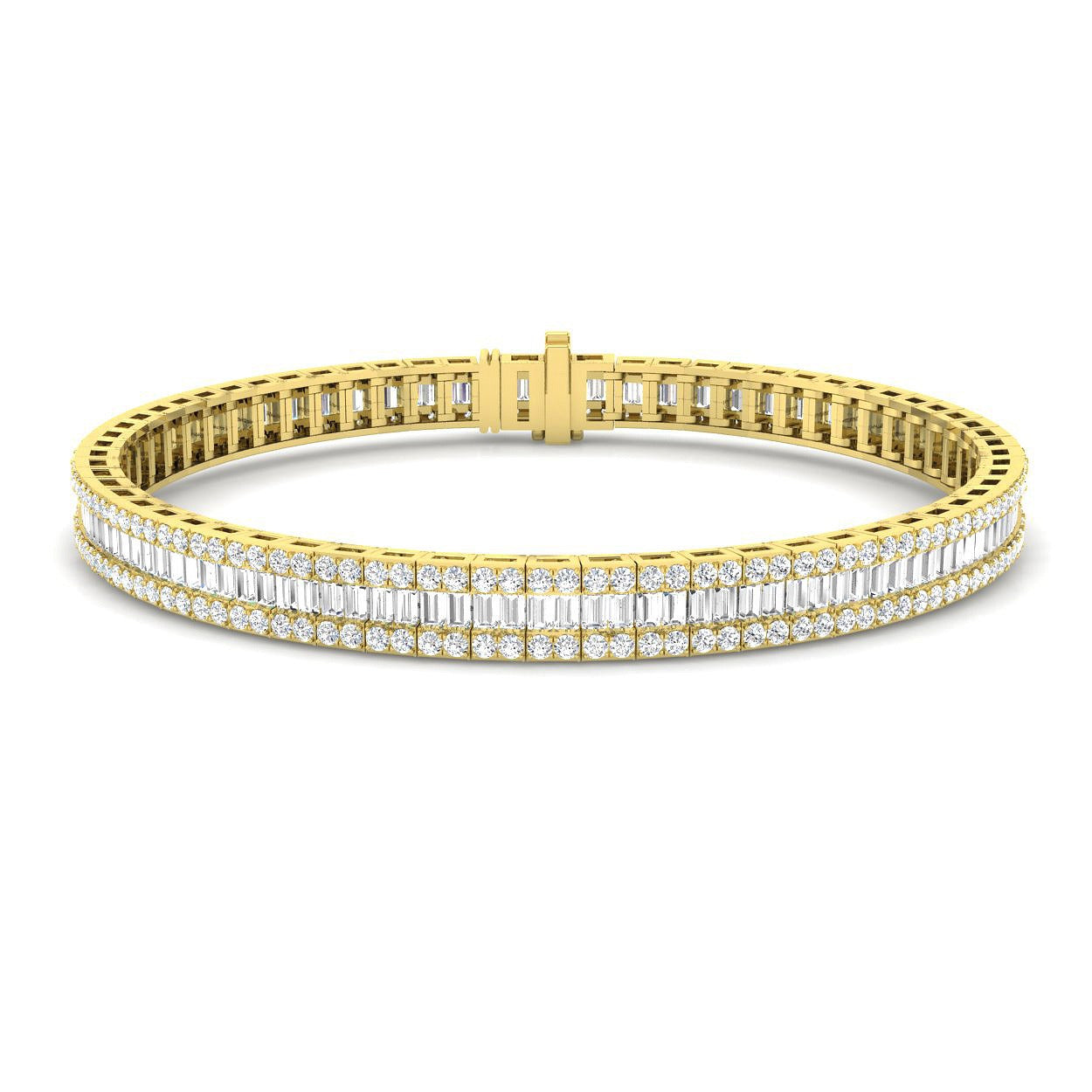 Luxury Natural or Lab Grown Baguette & Round Diamond Tennis Bracelet in 9K White Gold