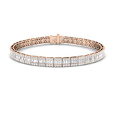 Luxury Natural or Lab Grown Baguette & Round Diamond Tennis Bracelet in 9K White Gold
