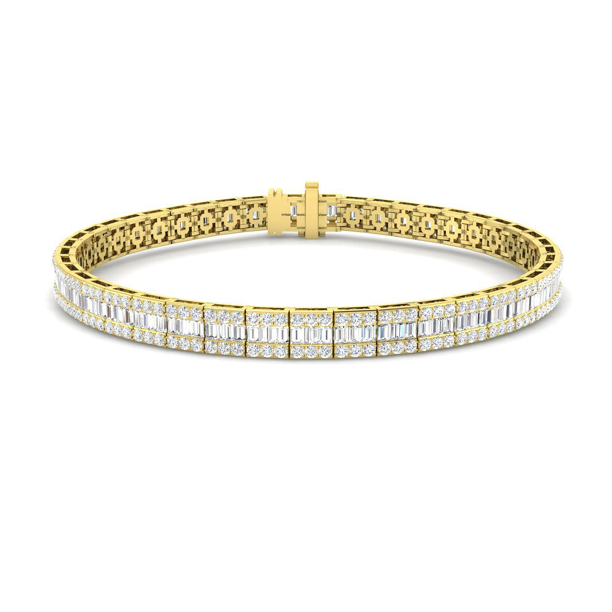 Luxury Natural or Lab Grown Baguette & Round Diamond Tennis Bracelet in 9K White Gold