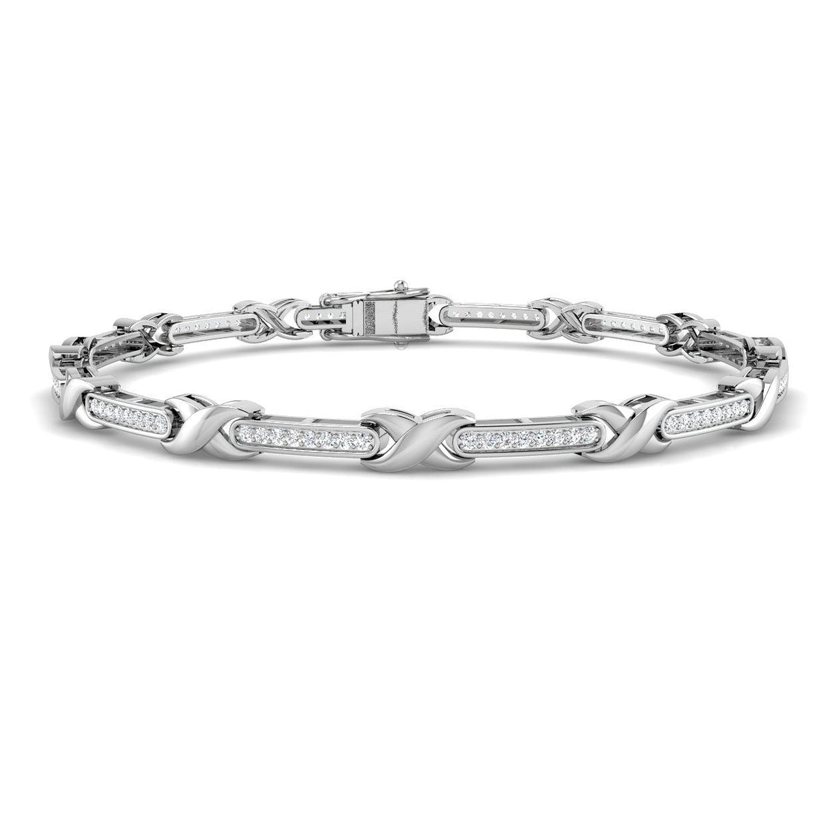 9K Yellow Gold Bracelet, Pavé Diamond Bracelet, Diamond Chain Bracelet, Box Clasp Bracelet