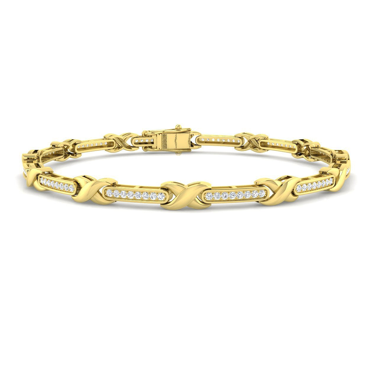 Lab Grown Diamond Bracelet, X Link Bracelet, Hug And Kisses Bracelet