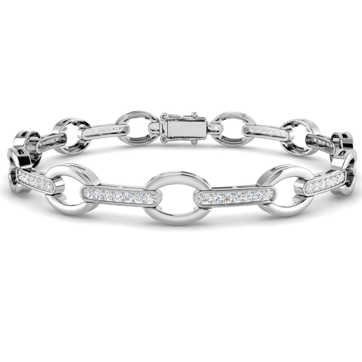 Open Circle Mariner Lab Diamond Bracelet with Box Clasp