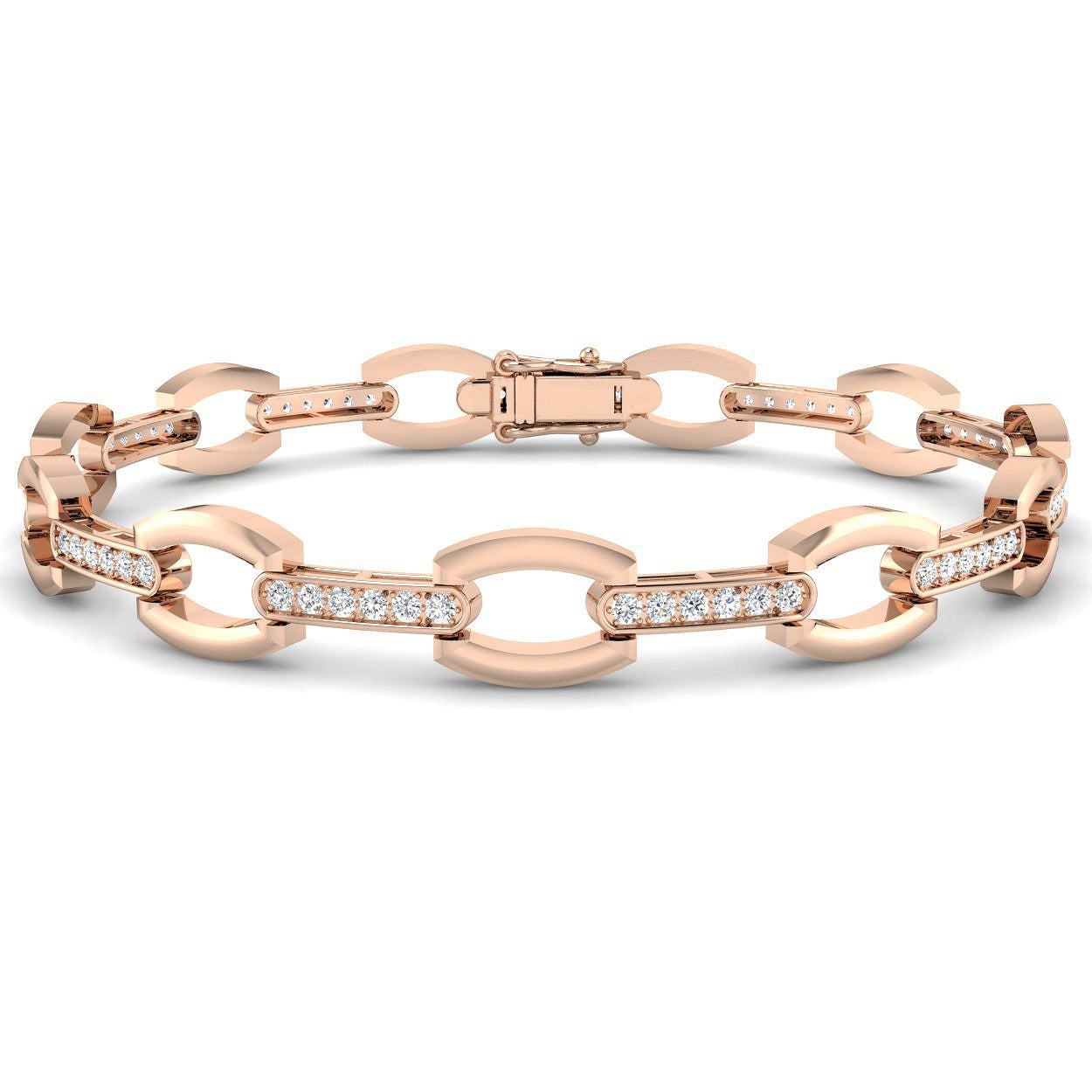 Clover Diamant-Kettenarmband mit Lünetten- und Pavé-Fassung aus Naturdiamanten in Platin