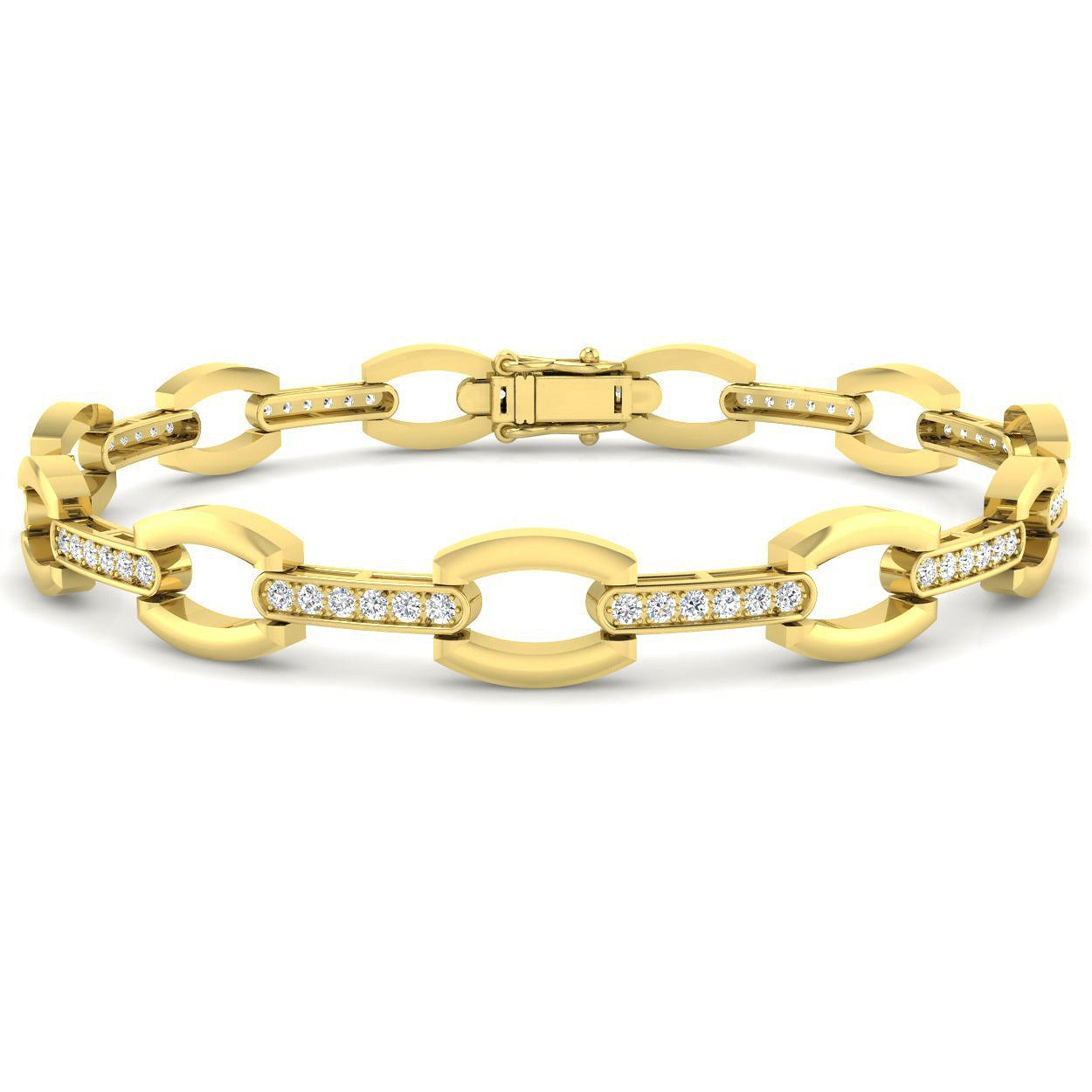 Clover Diamant-Kettenarmband mit Lünetten- und Pavé-Fassung aus Naturdiamanten in Platin