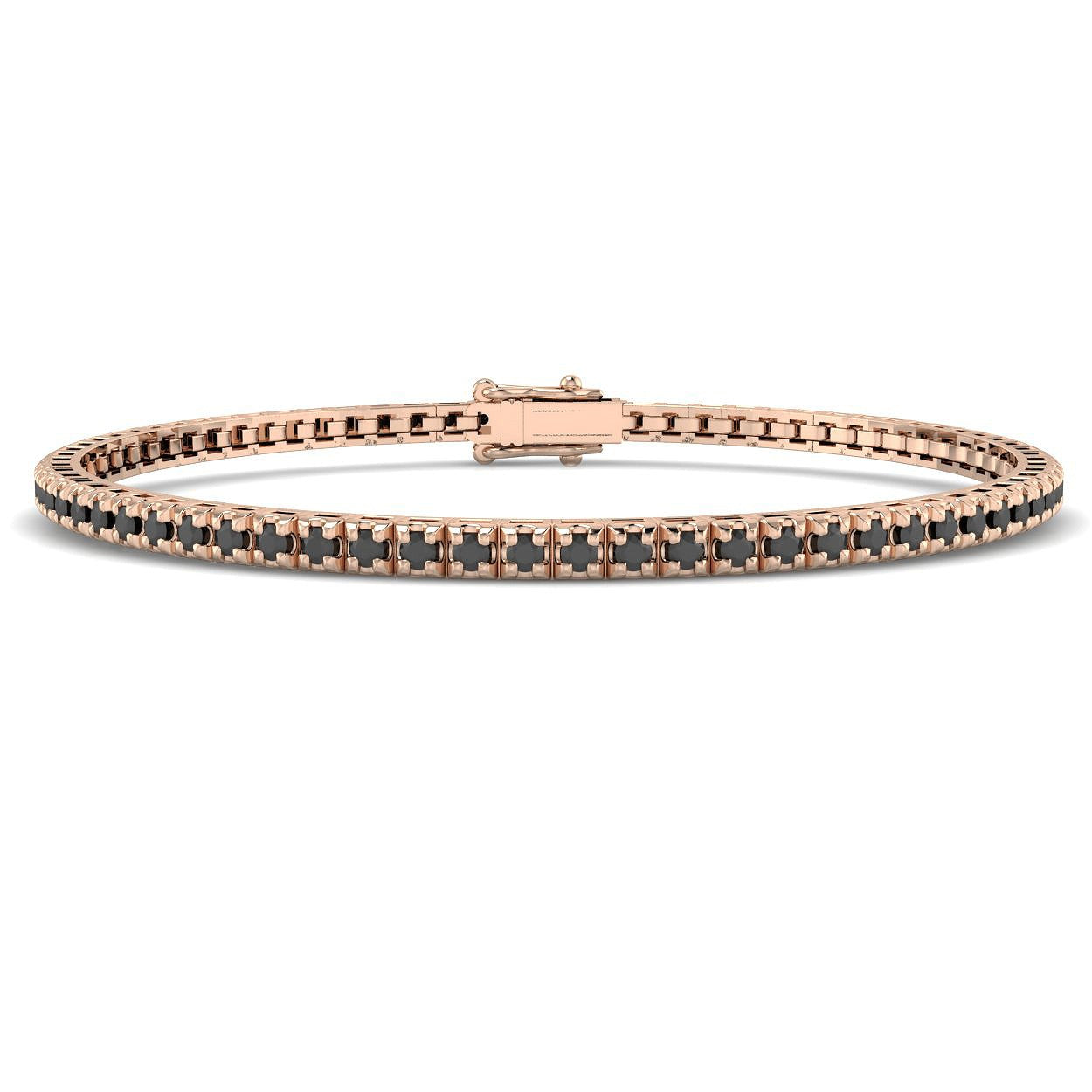 Round Black Diamond Bracelet, Prong Set Diamond Bracelet, Luxury Diamond Bracelet